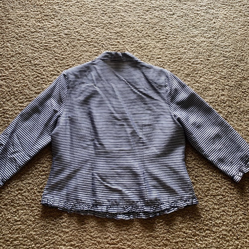 GINGHAM BUTTON UP BLOUSE WITH RUFFLE DETAILING - Picture 3 of 4